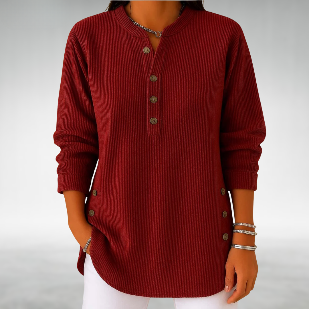 Isla | Ribbed Button Front Jumper