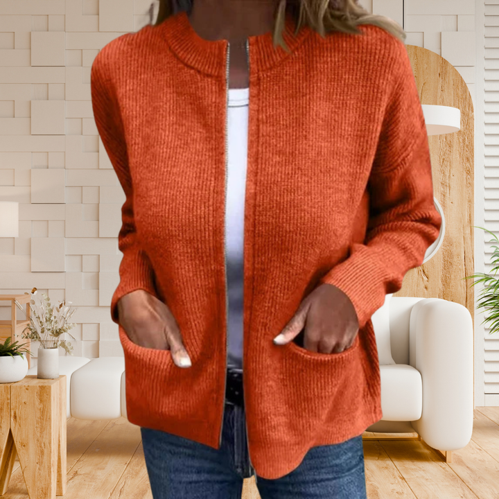 Alianna | Zip Front Knit Cardigan