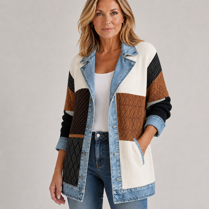 Brielle™ Denim Trim Cotton Cardigan