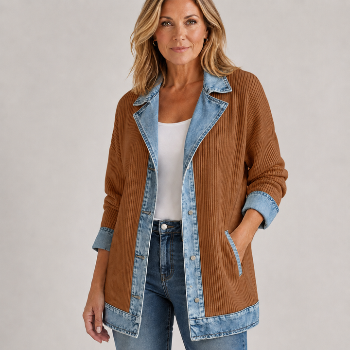 Brielle™ Denim Trim Cotton Cardigan