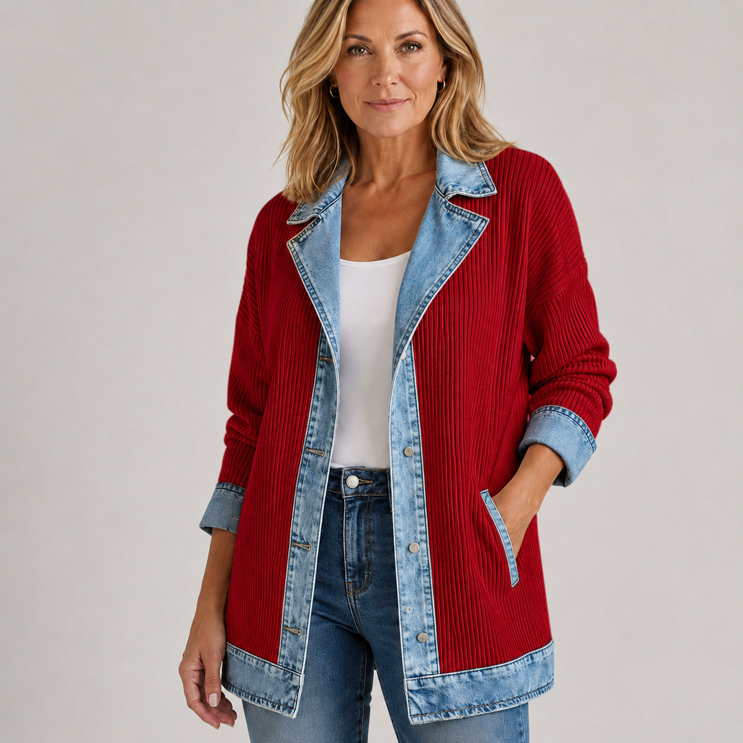 Brielle™ Denim Trim Cotton Cardigan