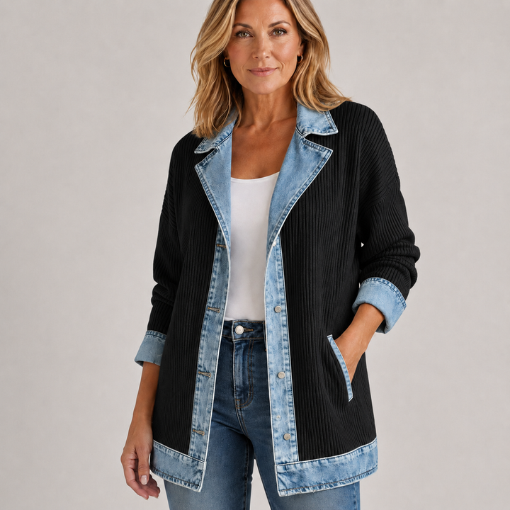 Brielle™ Denim Trim Cotton Cardigan