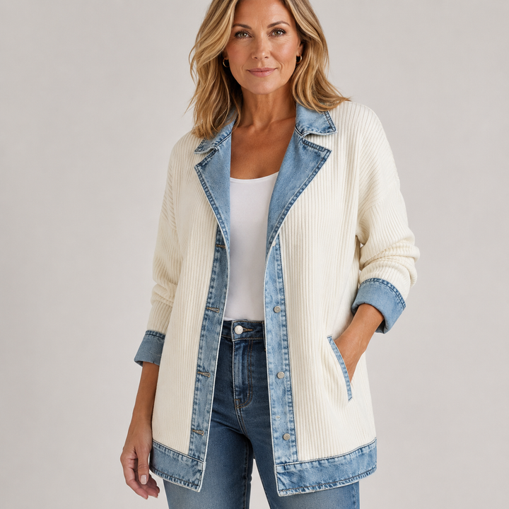 Brielle™ Denim Trim Cotton Cardigan
